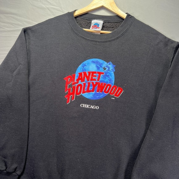 planet hollywood Other - Vintage Planet Hollywood Crewneck Sweatshirt Mens Large Black Fleece Chicago 90s